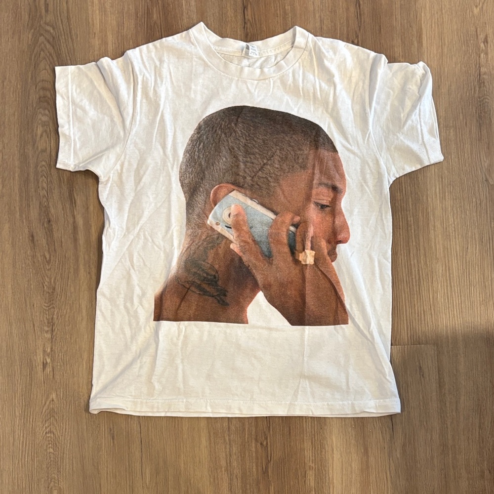 Graphic Tee with Pharrell Williams Portrait - White